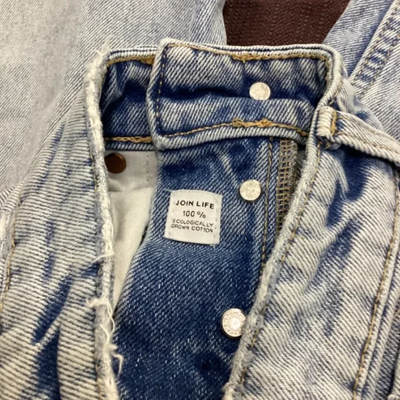 Zara Acid Wash Jeans Size 6 Frayed Bottom Hem - Picture 6 of 10